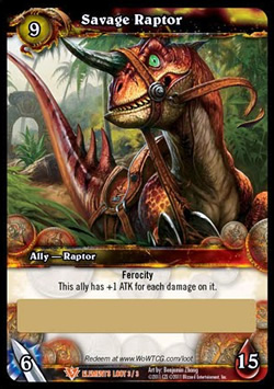 Savage Raptor WoW TCG Loot Card